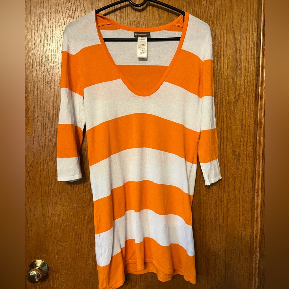 Tommy Bahama women’s lightweight sweater dress tangerine and white striped M